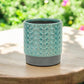 6" Turquoise Geometric Ceramic Indoor Outdoor Round Pot Planter