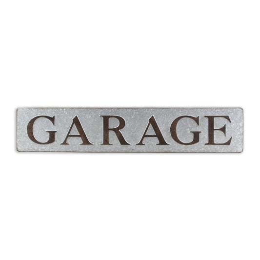 7" X 36" Gray and Brown Garage Galvanized Metal Wall Decor