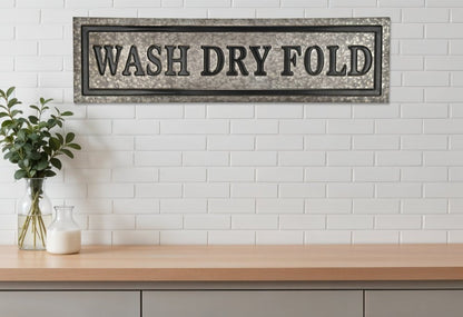 10" X 36" Gray Wash Dry Fold Metal Wall Decor