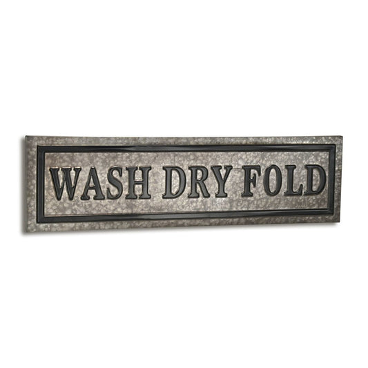 10" X 36" Gray Wash Dry Fold Metal Wall Decor