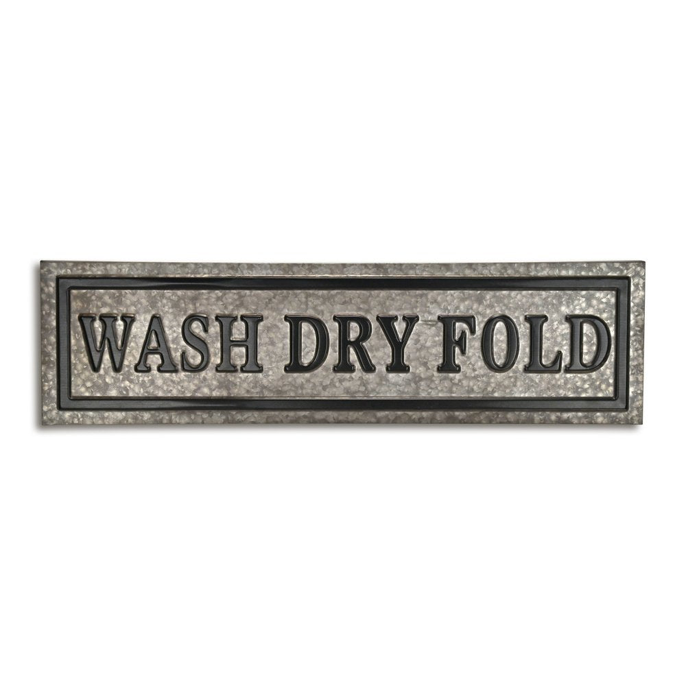 10" X 36" Gray Wash Dry Fold Metal Wall Decor
