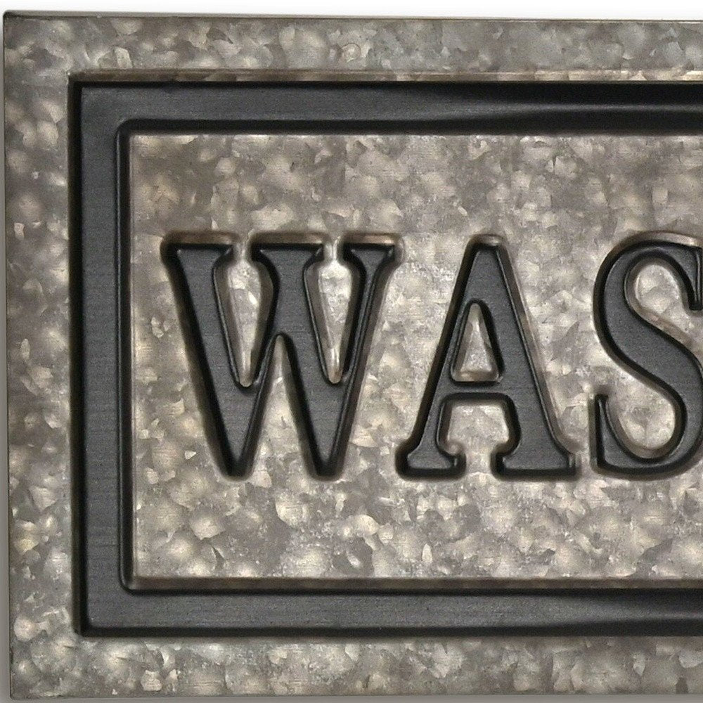 10" X 36" Gray Wash Dry Fold Metal Wall Decor