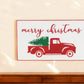 14" X 23" White and Red Handcrafted Merry Christmas Metal Wall Decor