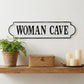 8" X 32" White and Black Woman Cave Metal Wall Decor