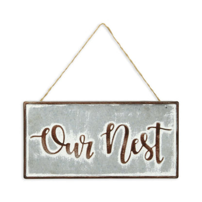 6" X 12" Gray and Brown Our Nest Galvanized Metal Wall Decor