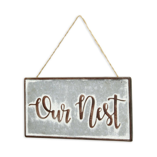 6" X 12" Gray and Brown Our Nest Galvanized Metal Wall Decor