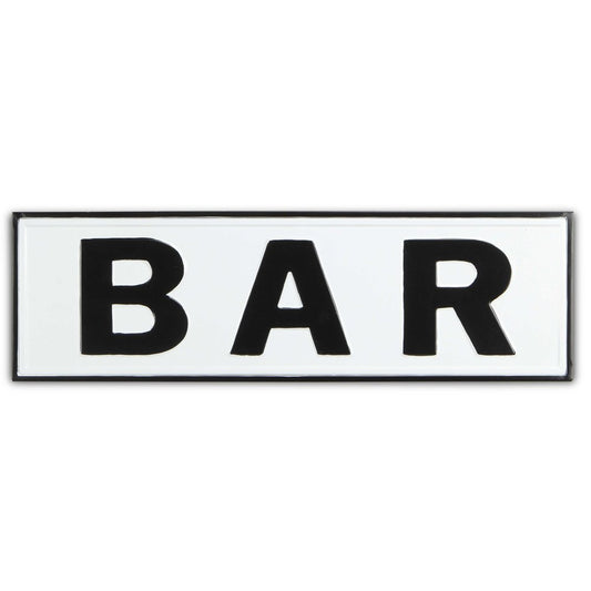 8" X 25" White and Black Handcrafted Bar Metal Wall Decor