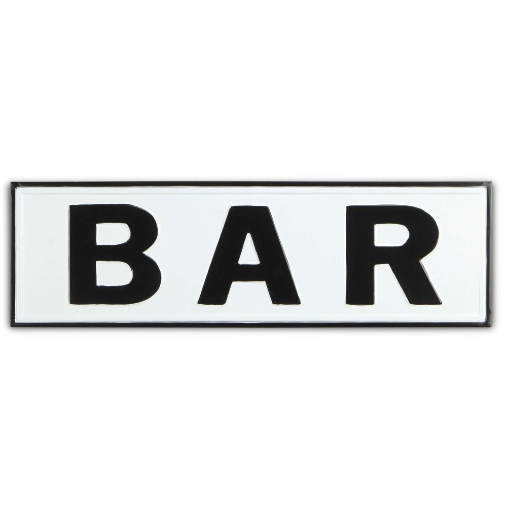 8" X 25" White and Black Handcrafted Bar Metal Wall Decor