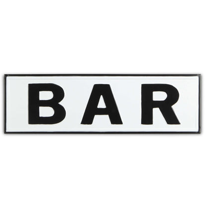 8" X 25" White and Black Handcrafted Bar Metal Wall Decor