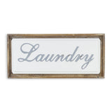 11" X 24" Brown and White Laundry Wood and Metal Wall Decor