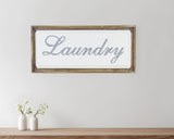 11" X 24" Brown and White Laundry Wood and Metal Wall Decor