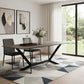 118" Gray And Black Ceramic And Metal Trestle Base Dining Table