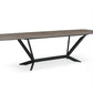 118" Gray And Black Ceramic And Metal Trestle Base Dining Table