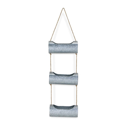 Silver Galvanized Metal Three Tier Hanging Planter