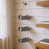 Silver Galvanized Metal Three Tier Hanging Planter