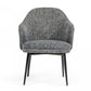 Gray and Black Upholstered Fabric And Faux Leather Wing Back Dining Arm Chair