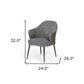 Gray and Black Upholstered Fabric And Faux Leather Wing Back Dining Arm Chair