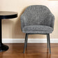 Gray and Black Upholstered Fabric And Faux Leather Wing Back Dining Arm Chair
