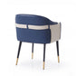 Blue Beige and Black Upholstered Faux Leather Dining Arm Chair
