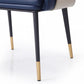 Blue Beige and Black Upholstered Faux Leather Dining Arm Chair