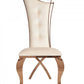 Set of Two Tufted Beige And Rose Gold Upholstered Velvet Dining Side Chairs
