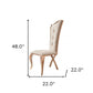 Set of Two Tufted Beige And Rose Gold Upholstered Velvet Dining Side Chairs