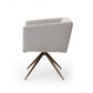 Light Gray And Brass Upholstered Fabric Dining Arm Chair
