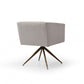 Light Gray And Brass Upholstered Fabric Dining Arm Chair