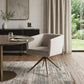Light Gray And Brass Upholstered Fabric Dining Arm Chair