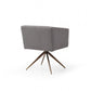 Dark Gray And Brass Upholstered Fabric Dining Arm Chair