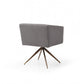 Dark Gray And Brass Upholstered Fabric Dining Arm Chair