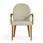 Gray And Brown Upholstered Faux Leather Dining Arm Chair