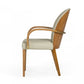 Gray And Brown Upholstered Faux Leather Dining Arm Chair
