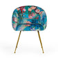 Blue Green And Gold Floral Velvet Dining Arm Chair