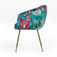 Blue Green And Gold Floral Velvet Dining Arm Chair