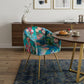 Blue Green And Gold Floral Velvet Dining Arm Chair
