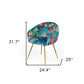 Blue Green And Gold Floral Velvet Dining Arm Chair