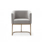 Light Gray And Antiqued Brass Upholstered Fabric Dining Arm Chair