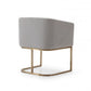 Light Gray And Antiqued Brass Upholstered Fabric Dining Arm Chair