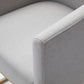 Light Gray And Antiqued Brass Upholstered Fabric Dining Arm Chair