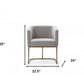 Light Gray And Antiqued Brass Upholstered Fabric Dining Arm Chair