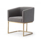Dark Gray And Antiqued Brass Upholstered Fabric Dining Arm Chair