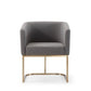 Dark Gray And Antiqued Brass Upholstered Fabric Dining Arm Chair