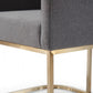 Dark Gray And Antiqued Brass Upholstered Fabric Dining Arm Chair