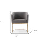 Dark Gray And Antiqued Brass Upholstered Fabric Dining Arm Chair