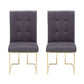 Set of Two Tufted Gray And Gold Upholstered Fabric Dining Side Chairs