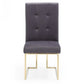 Set of Two Tufted Gray And Gold Upholstered Fabric Dining Side Chairs