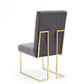 Set of Two Tufted Gray And Gold Upholstered Fabric Dining Side Chairs