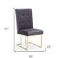 Set of Two Tufted Gray And Gold Upholstered Fabric Dining Side Chairs