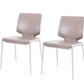Set of Two Dark Gray And Silver Upholstered Faux Leather Dining Side Chairs